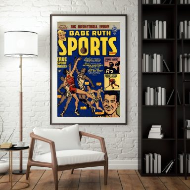 Vintage Babe Ruth Sports magazine cover featuring athletes in action against a blue background.