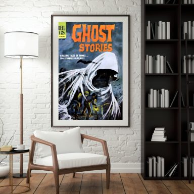 Vintage horror comic cover featuring a ghostly figure in a hooded cloak.